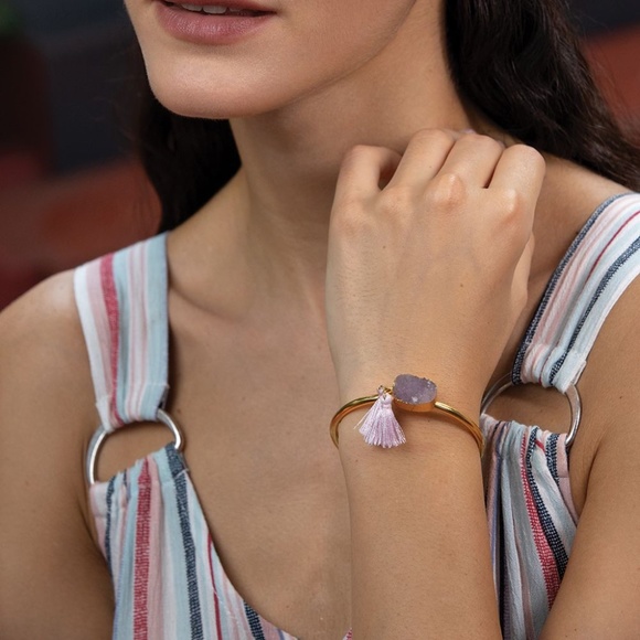 Myra Bag Jewelry - NWT Druzy Stone PURPLE TASSEL BRACELET